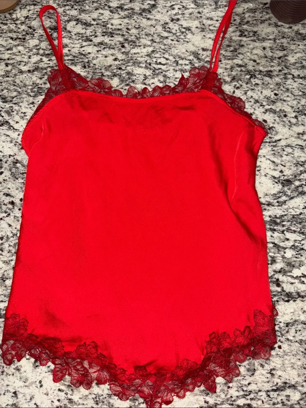 NWOT free people Red Lace Trim Cami Tank Top